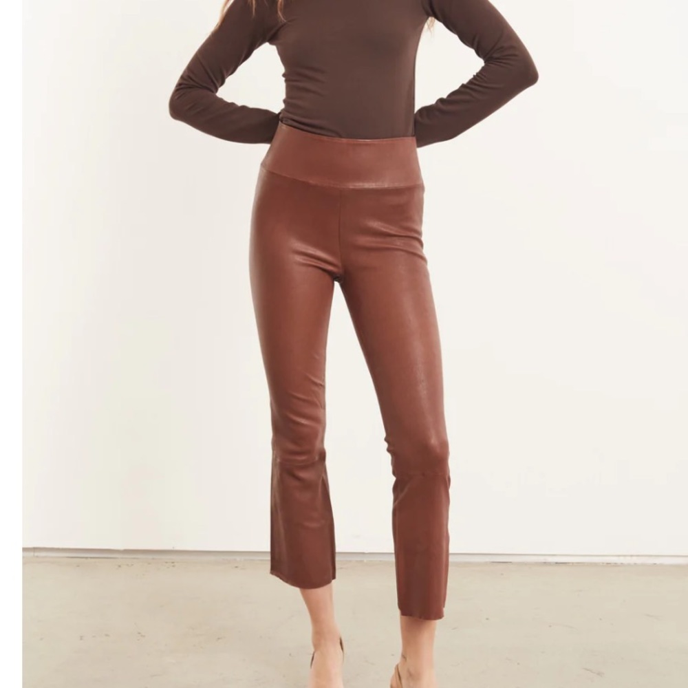 LIKE NEW SPRWMN Cropped Flare Leather Pants Sz XS